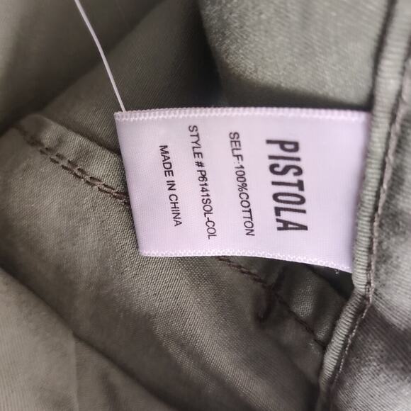 Pistola Tammy High Rise Olive Green Button Front Shorts Size 30 - Picture 5 of 7